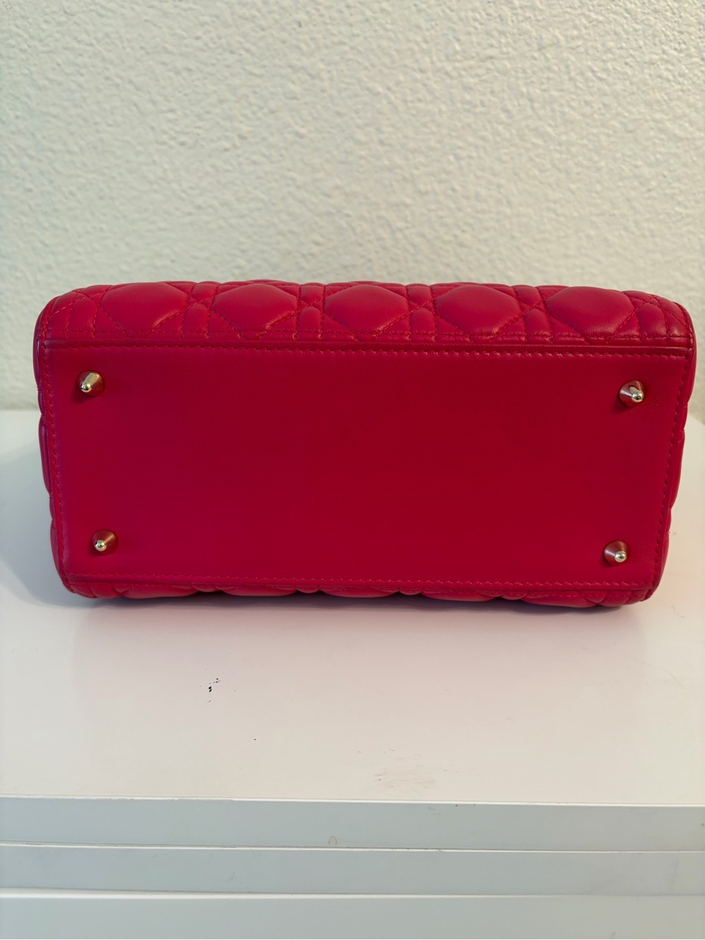 Dior Fuchsia Quilted Lady Dior Mini Top-Handle Bag - Picture 6 of 11